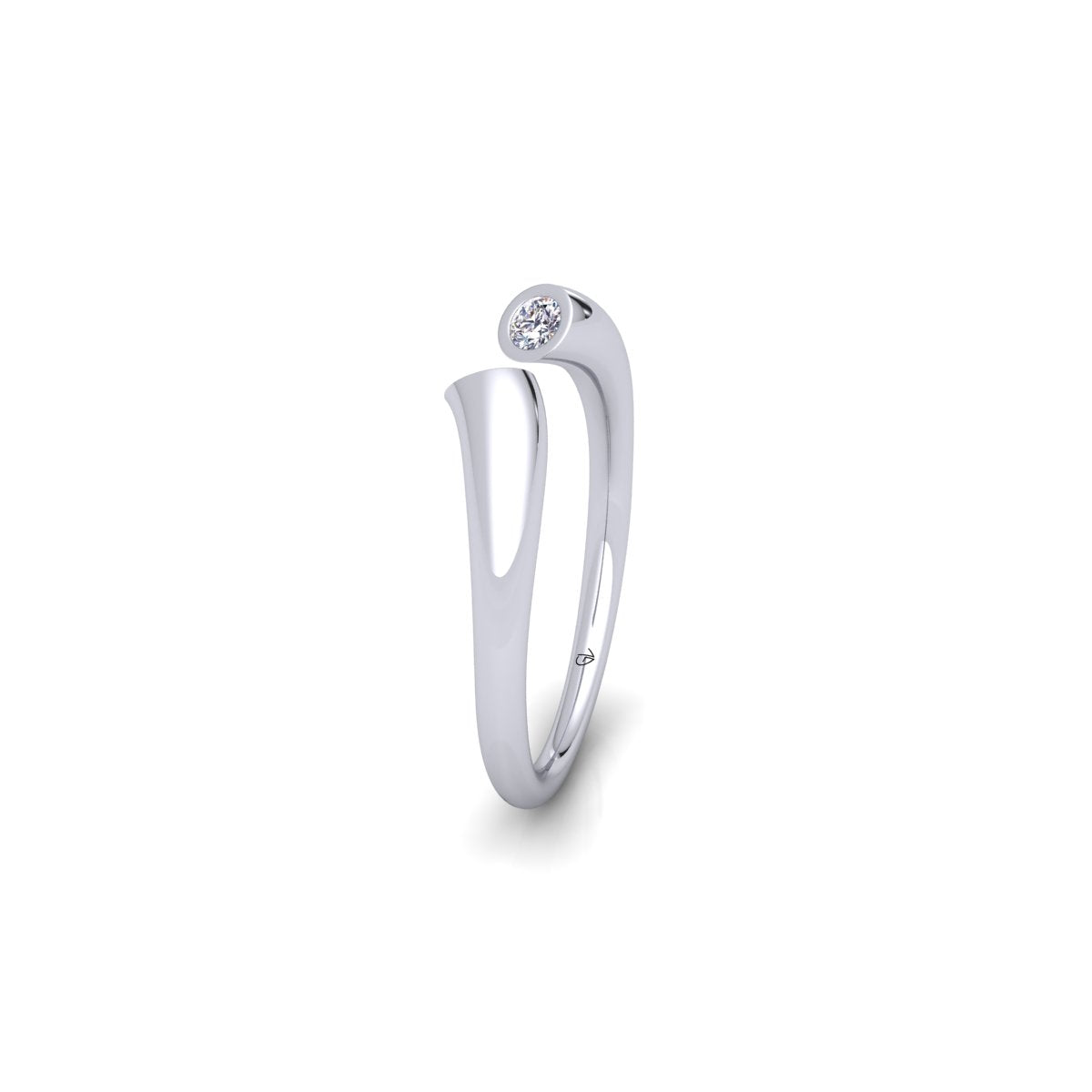 Lab Grown Diamond Open Cuff Two Stone 14K White Gold Wedding Band