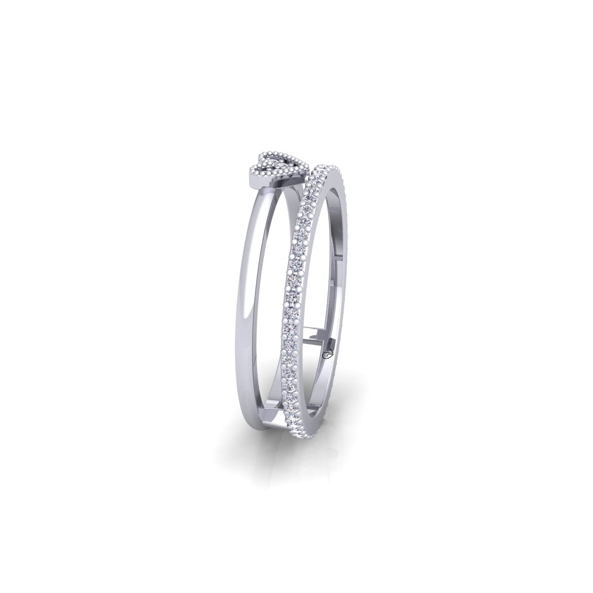 Lab Grown Diamond Enhancer Heart Shape 14K White Gold Wedding Band