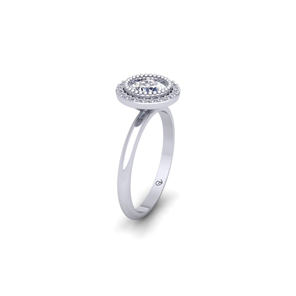 Certified Round Lab Grown Diamond Halo 14K White Gold Wedding Ring