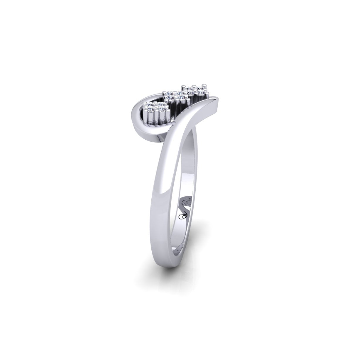 Lab Grown Diamond Swirl 14K White Gold Wedding Band