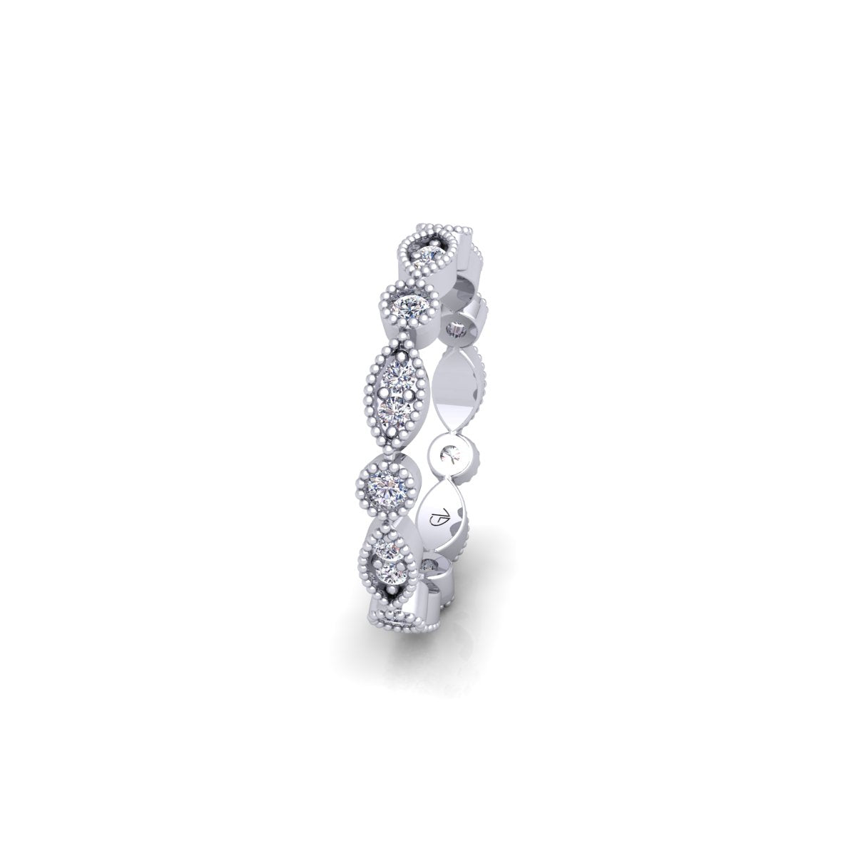 Lab Grown Diamond Vintage Full Eternity 14K White Gold Wedding Band