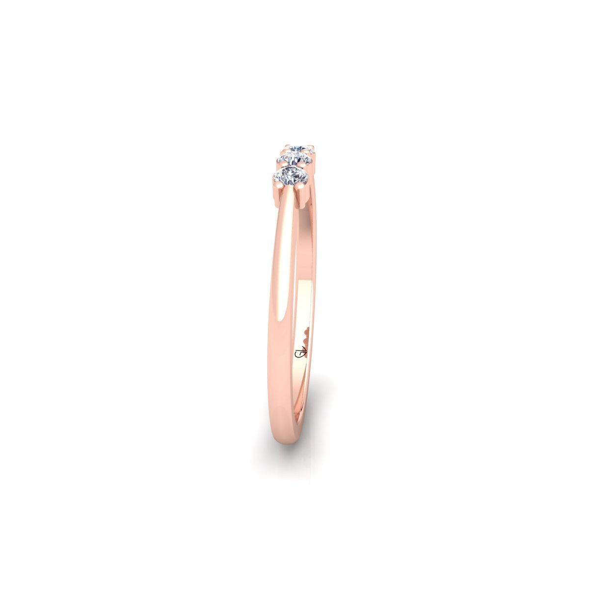 Lab Grown Diamond Three Stone 14K White Gold Wedding Band
