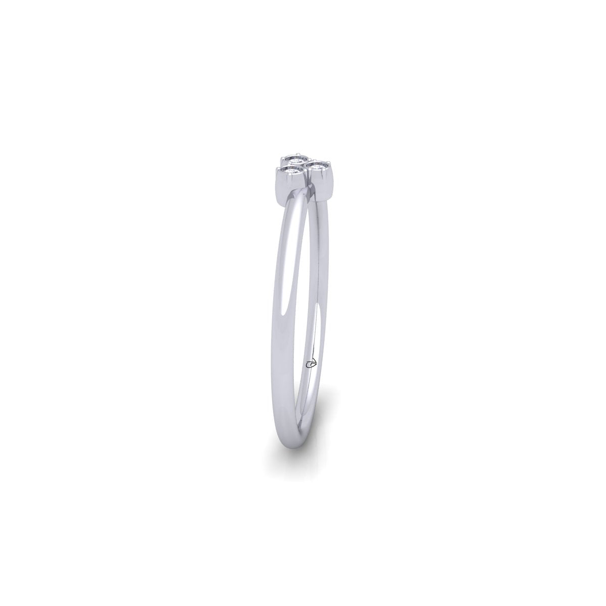 Lab Grown Diamond Three Stone Bezel Set 14K White Gold Wedding Band
