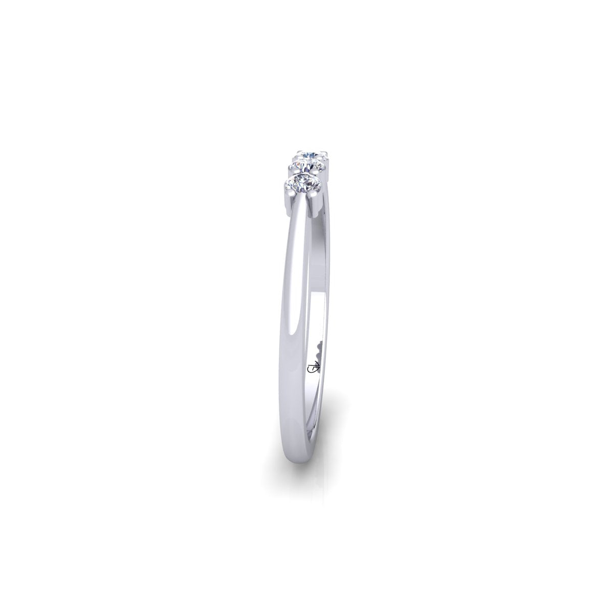 Lab Grown Diamond Three Stone 14K White Gold Wedding Band