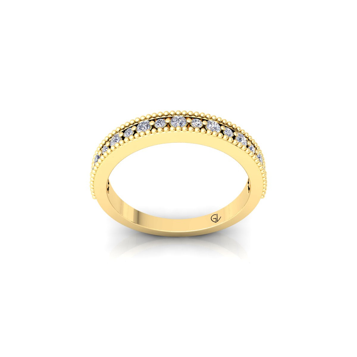 Lab Grown Diamond Vintage Inspired Half Eternity 14K White Gold Wedding Band
