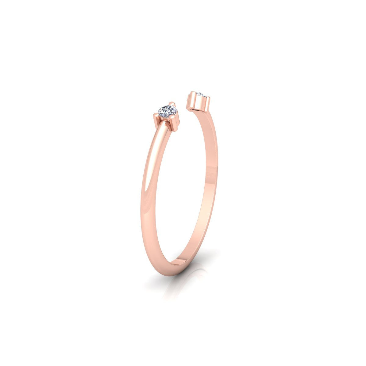 Lab Grown Diamond Open Cuff Two Stone 14K White Gold Wedding Band