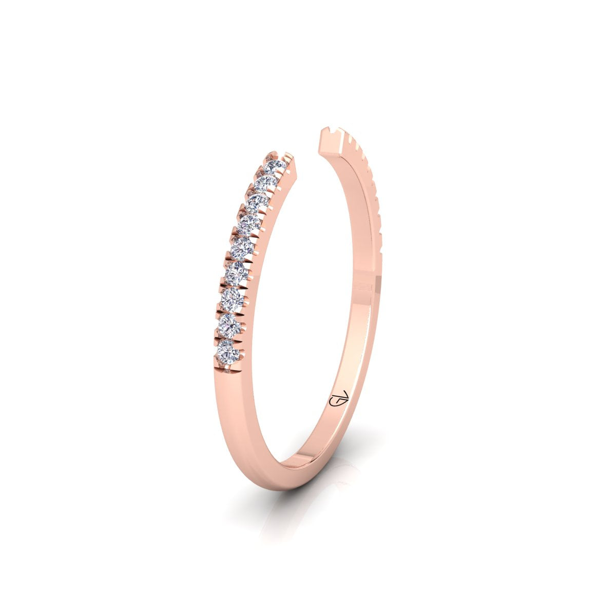 Lab Grown Diamond Open Cuff 14K White Gold Wedding Band