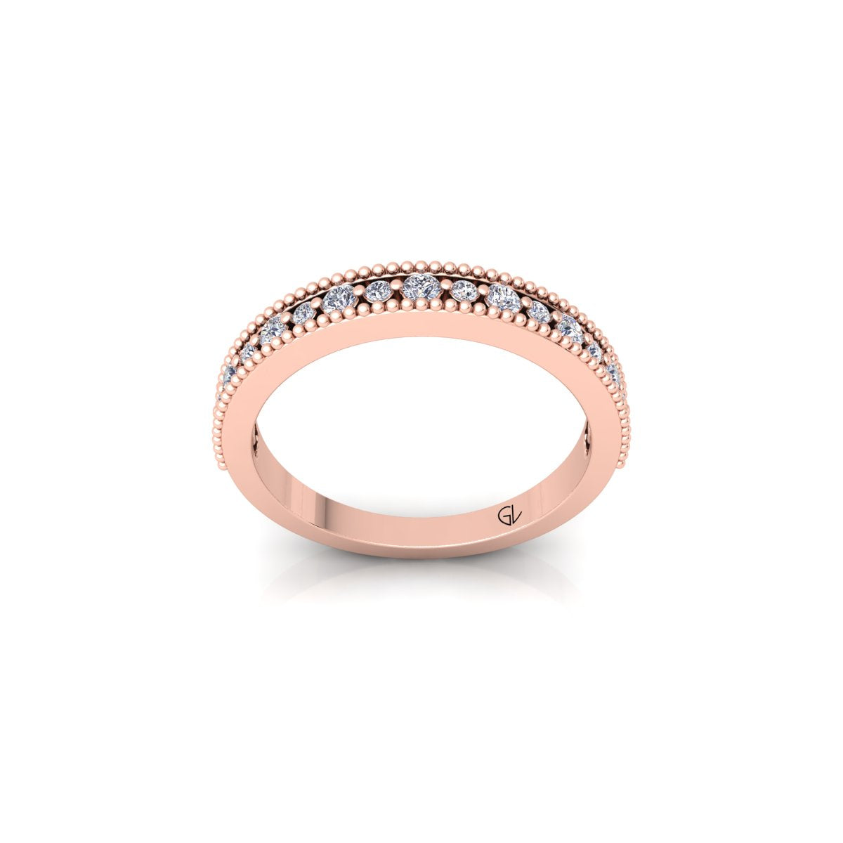 Lab Grown Diamond Vintage Inspired Half Eternity 14K White Gold Wedding Band