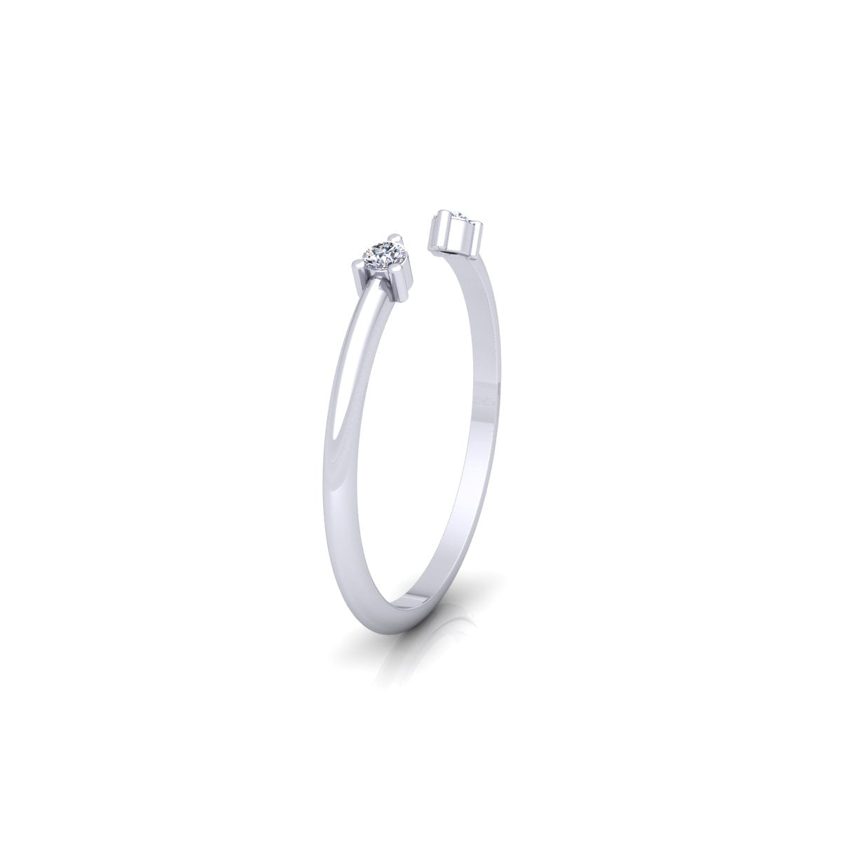 Lab Grown Diamond Open Cuff Two Stone 14K White Gold Wedding Band