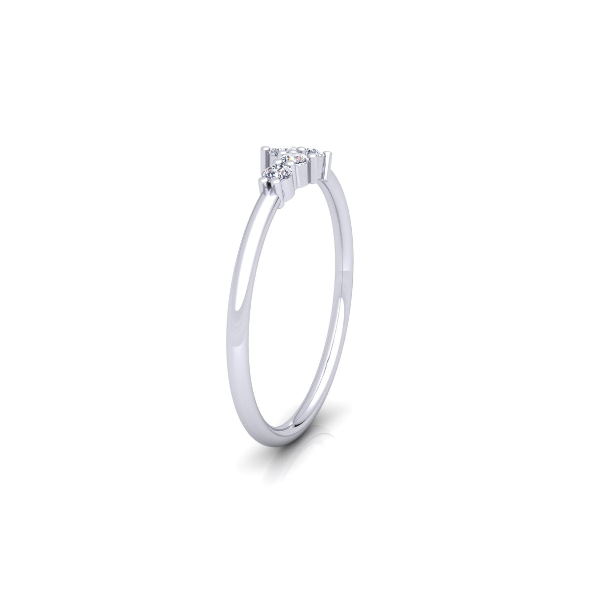 Lab Grown Diamond Four Stone14K White Gold Wedding Band