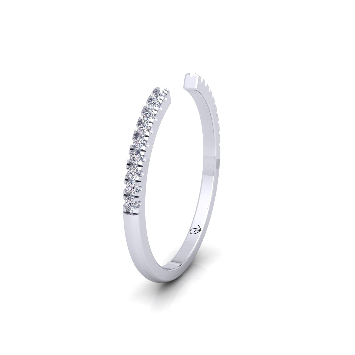 Lab Grown Diamond Open Cuff 14K White Gold Wedding Band