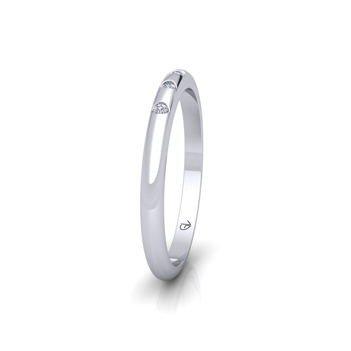 Lab Grown Diamond Five Stone Flush Setting 14K White Gold Wedding Band