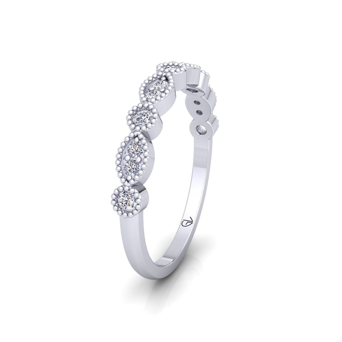 Lab Grown Diamond Vintage Inspired 14K White Gold Wedding Band
