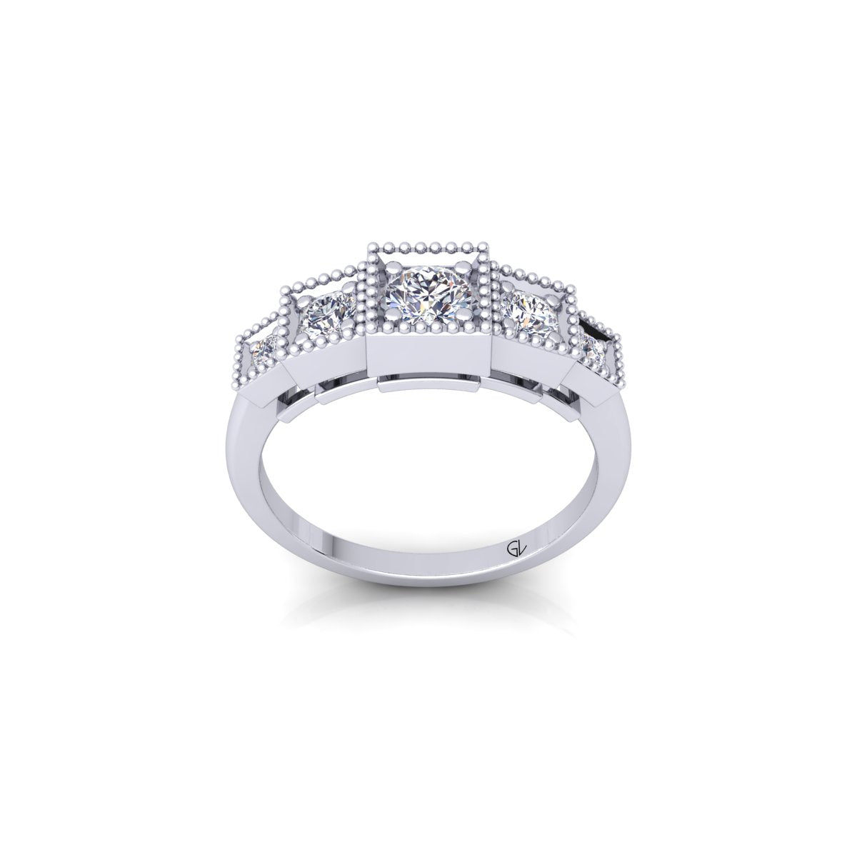 Lab Grown Diamond Five Stone 14K White Gold Wedding Ring