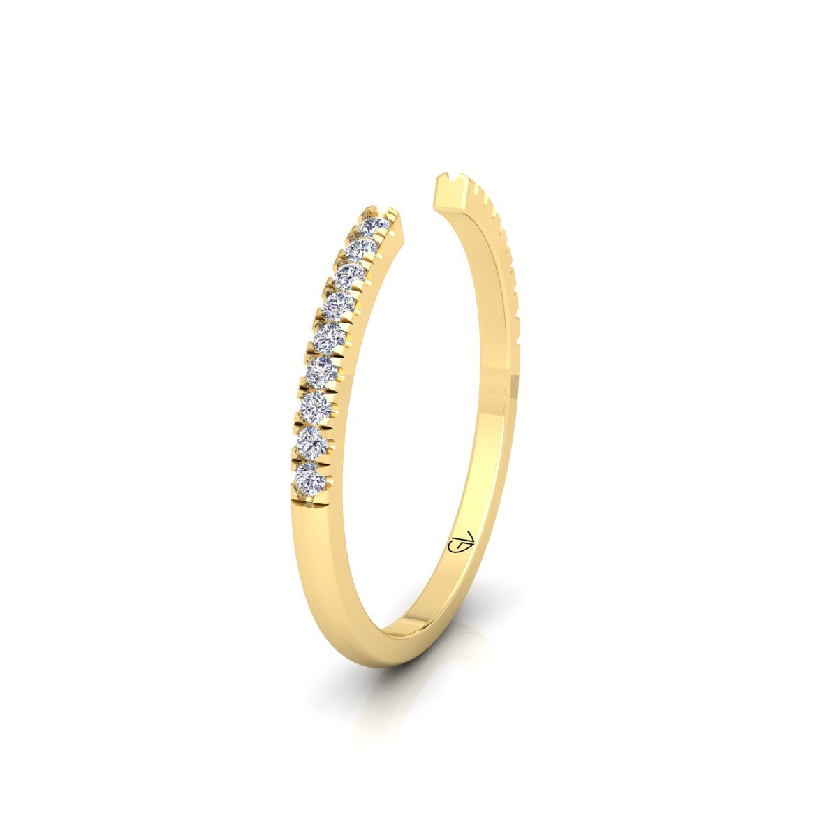 Lab Grown Diamond Open Cuff 14K White Gold Wedding Band