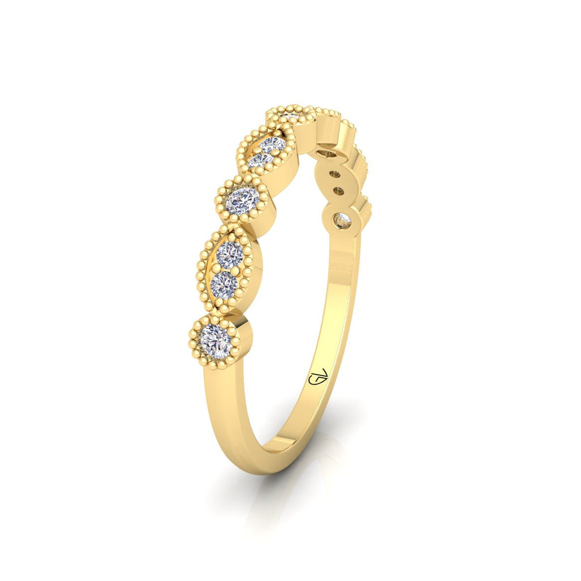 Lab Grown Diamond Vintage Inspired 14K White Gold Wedding Band