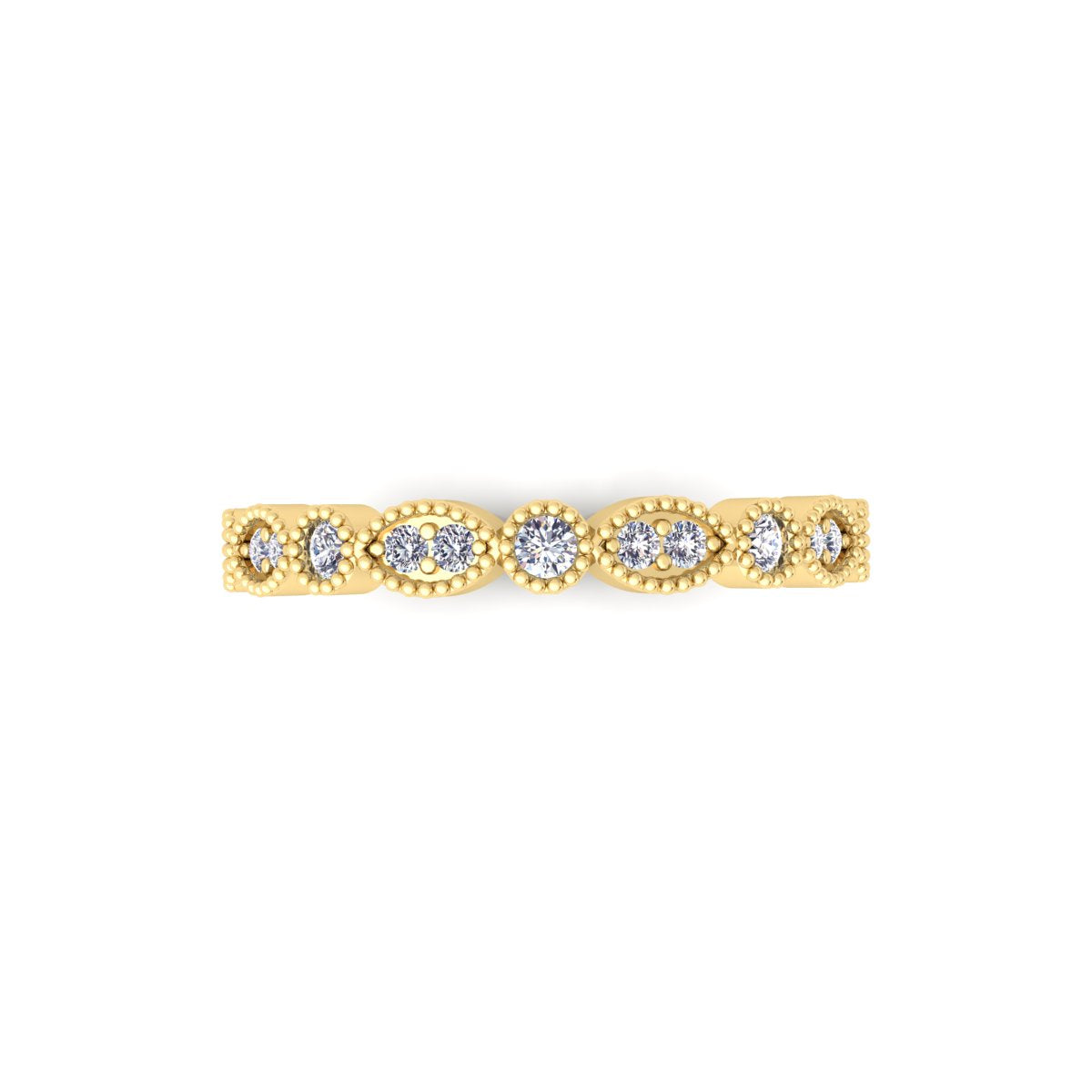 Lab Grown Diamond Vintage Inspired 14K White Gold Wedding Band