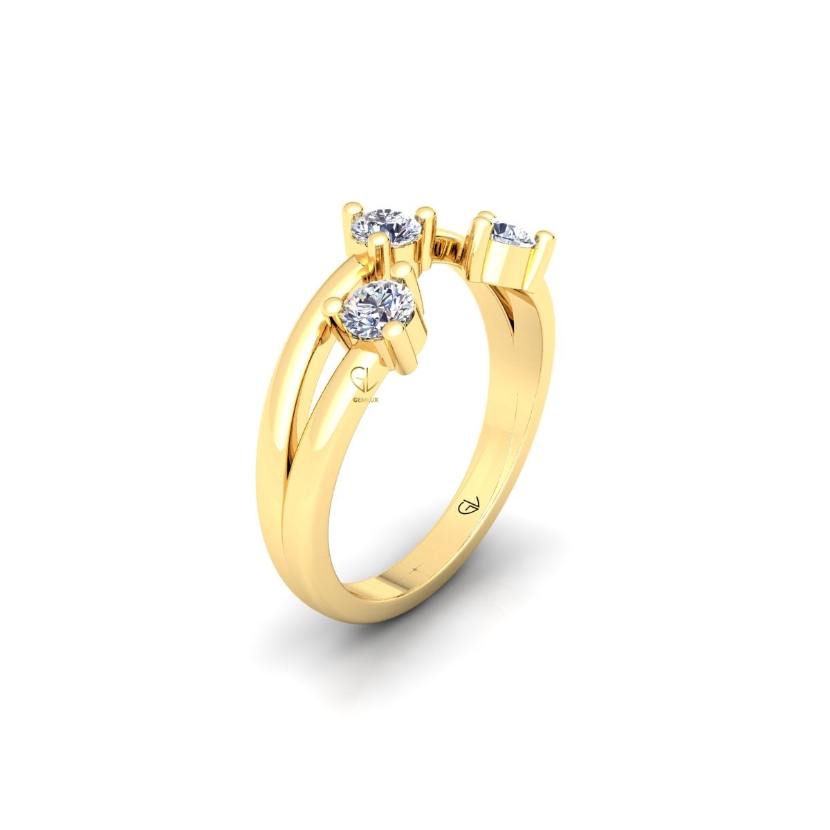 Lab Grown Diamond Three Stone 14K White Gold Wedding Band