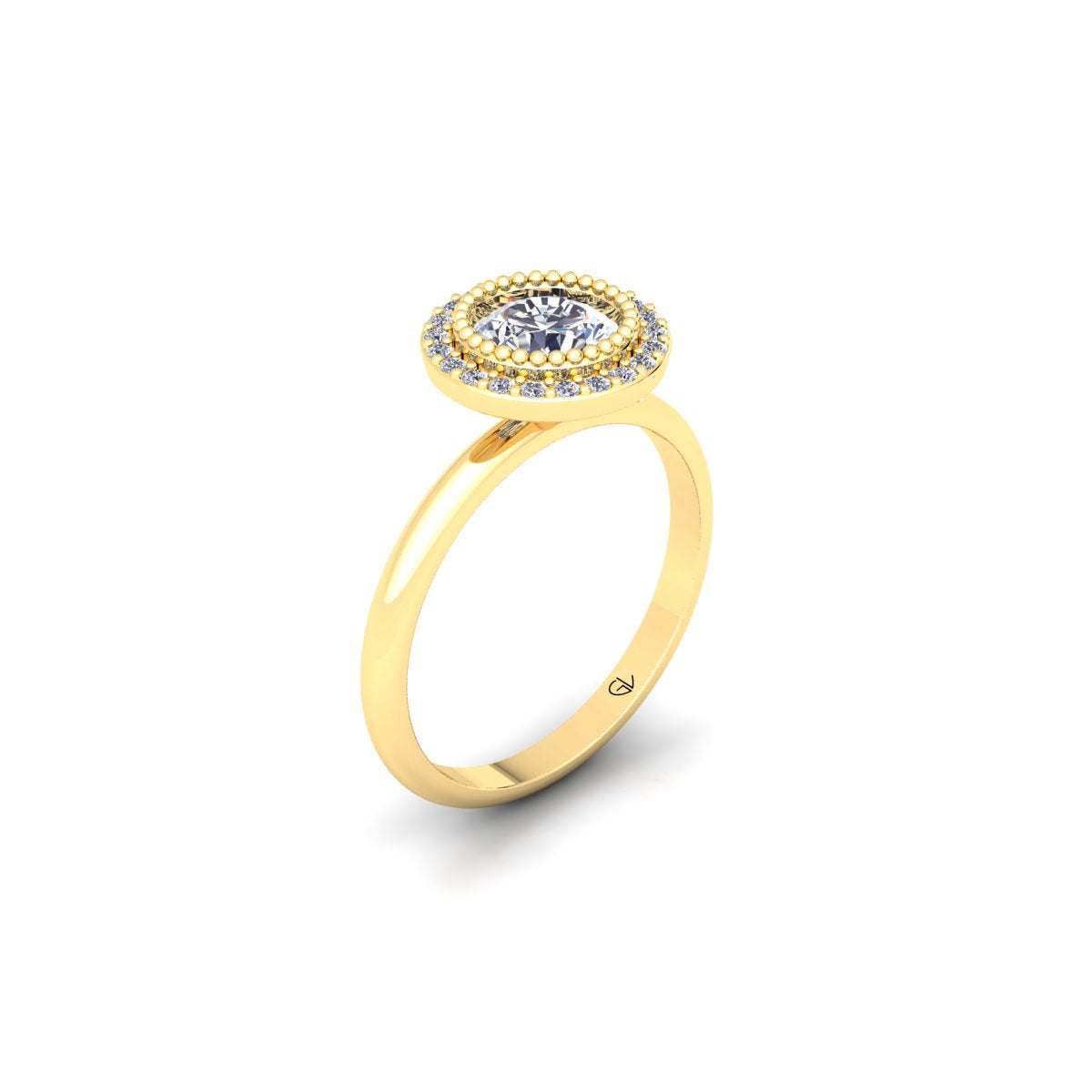Certified Round Lab Grown Diamond Halo 14K White Gold Wedding Ring