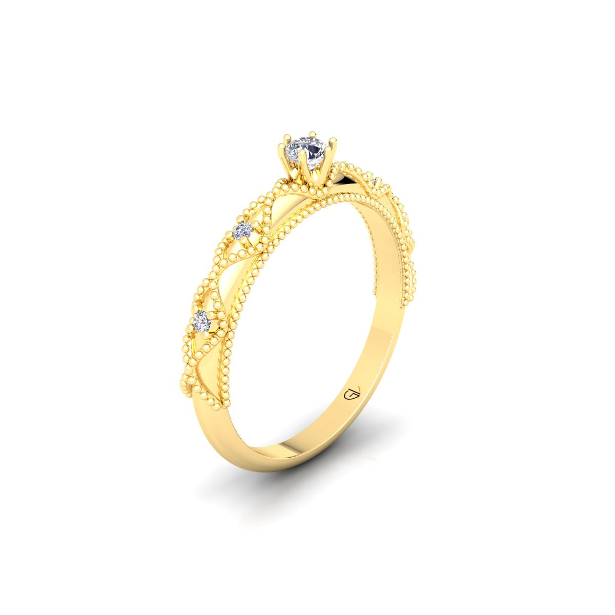 Lab Grown Diamond Vintage Inspired 14K White Gold Wedding Ring