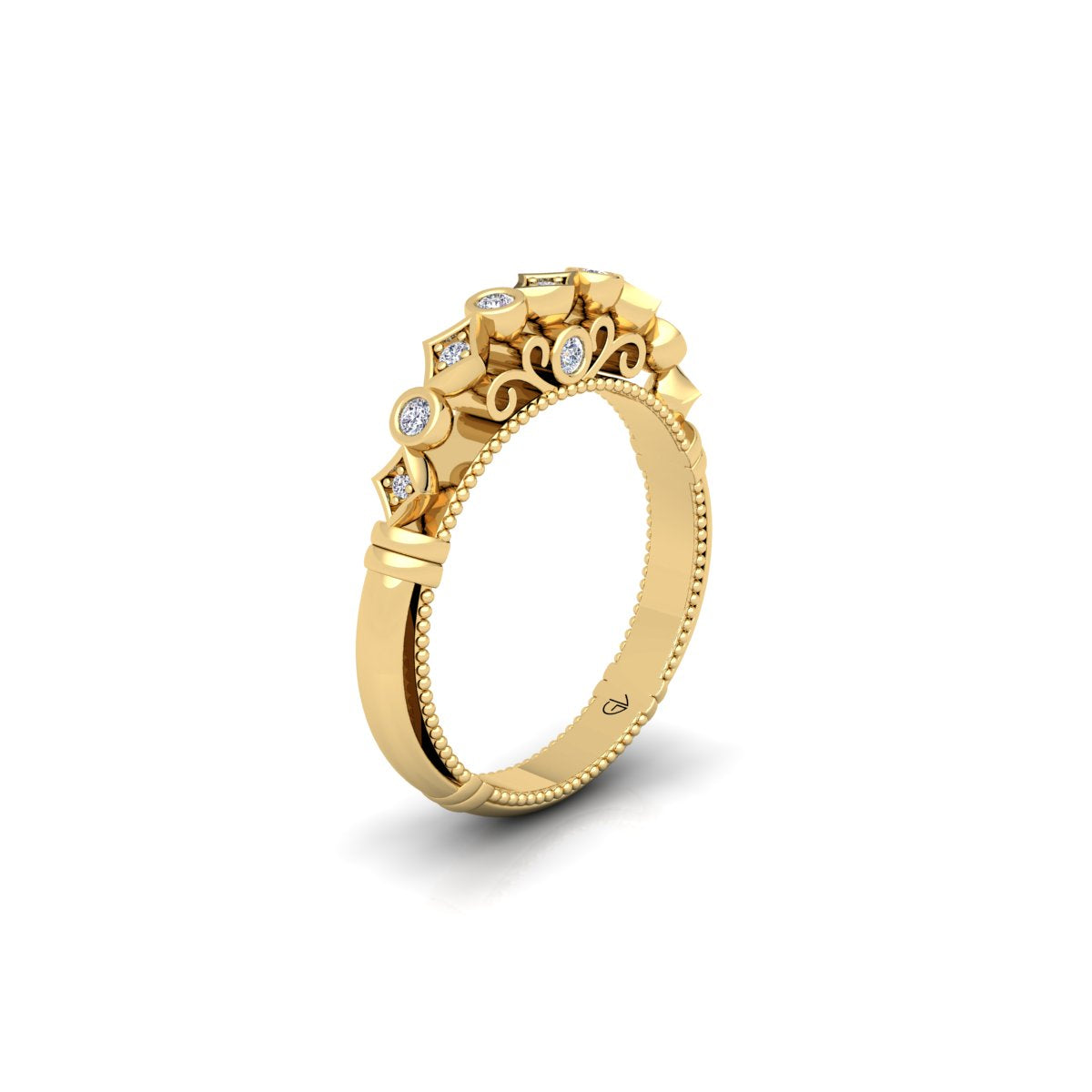 Lab Grown Diamond Vintage Inspired 14K White Gold Wedding Band