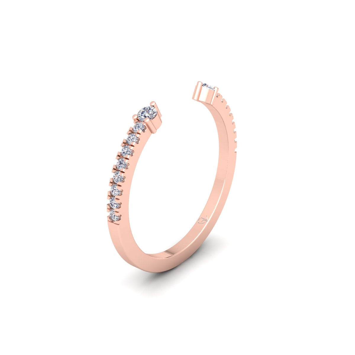 Lab Grown Diamond Open Cuff 14K White Gold Wedding Band