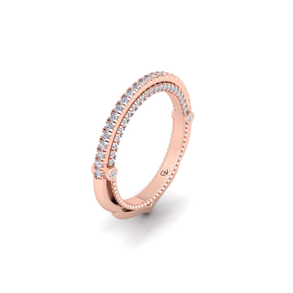 Lab Grown Diamond Vintage Inspired Half Eternity 14K White Gold Wedding Band