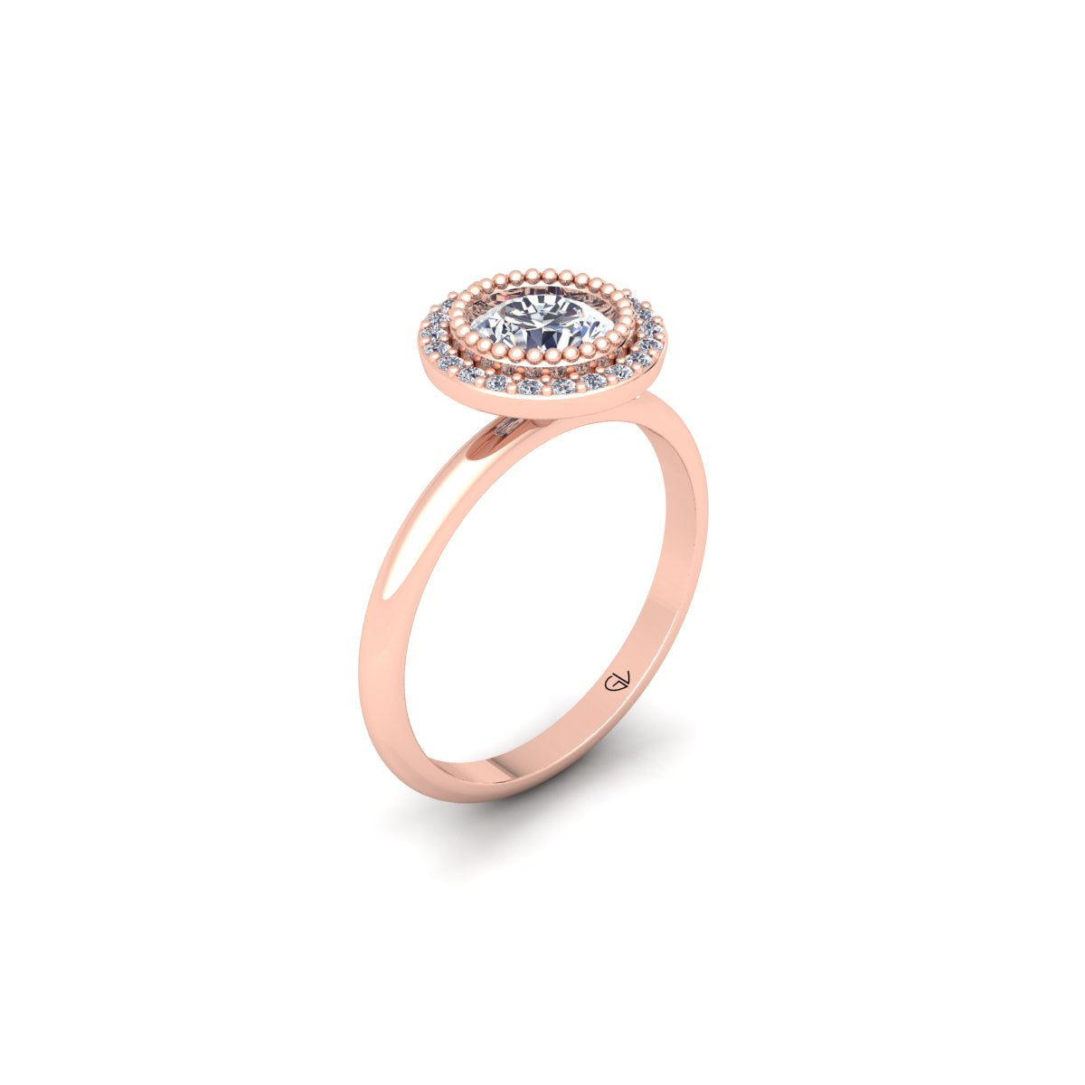 Certified Round Lab Grown Diamond Halo 14K White Gold Wedding Ring