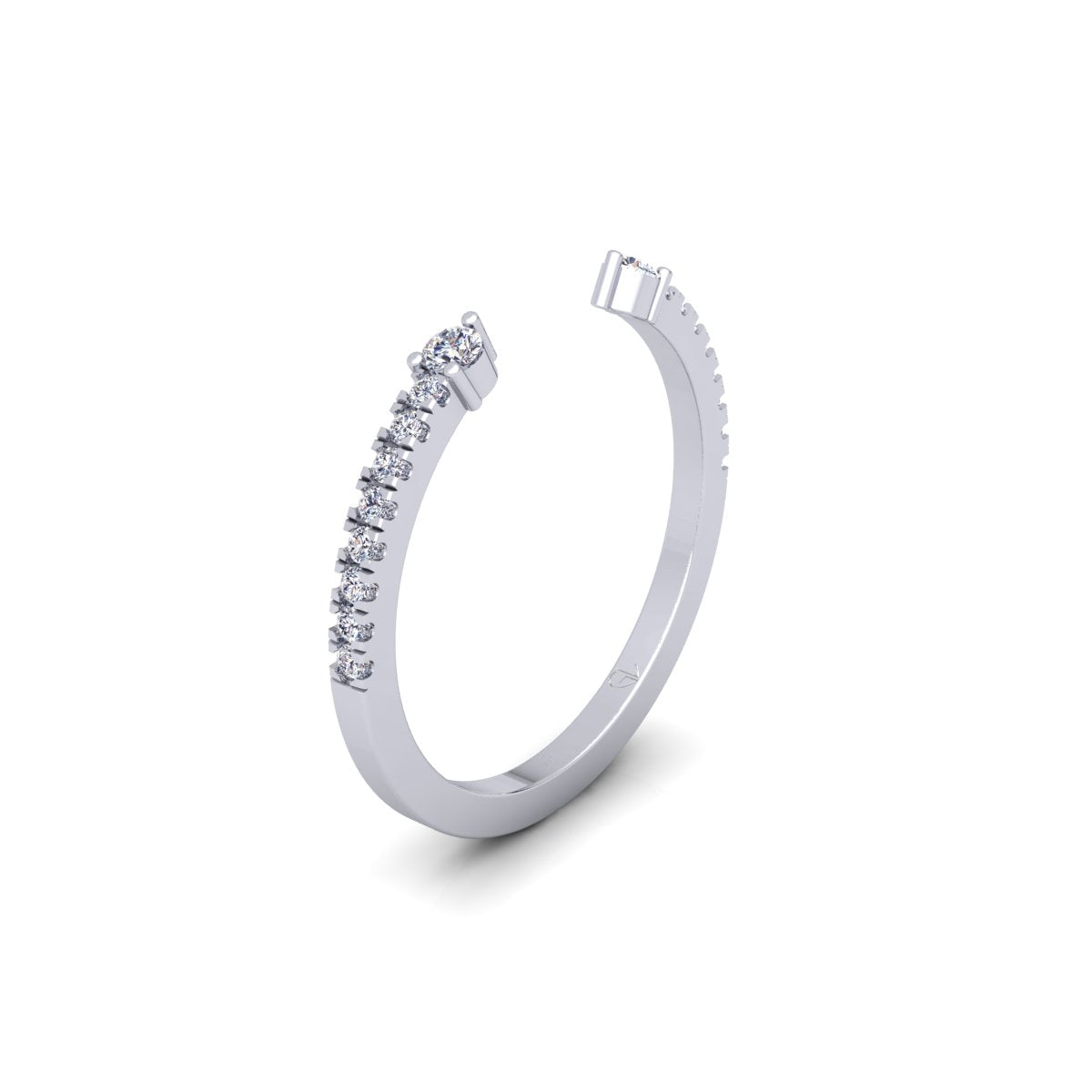 Lab Grown Diamond Open Cuff 14K White Gold Wedding Band