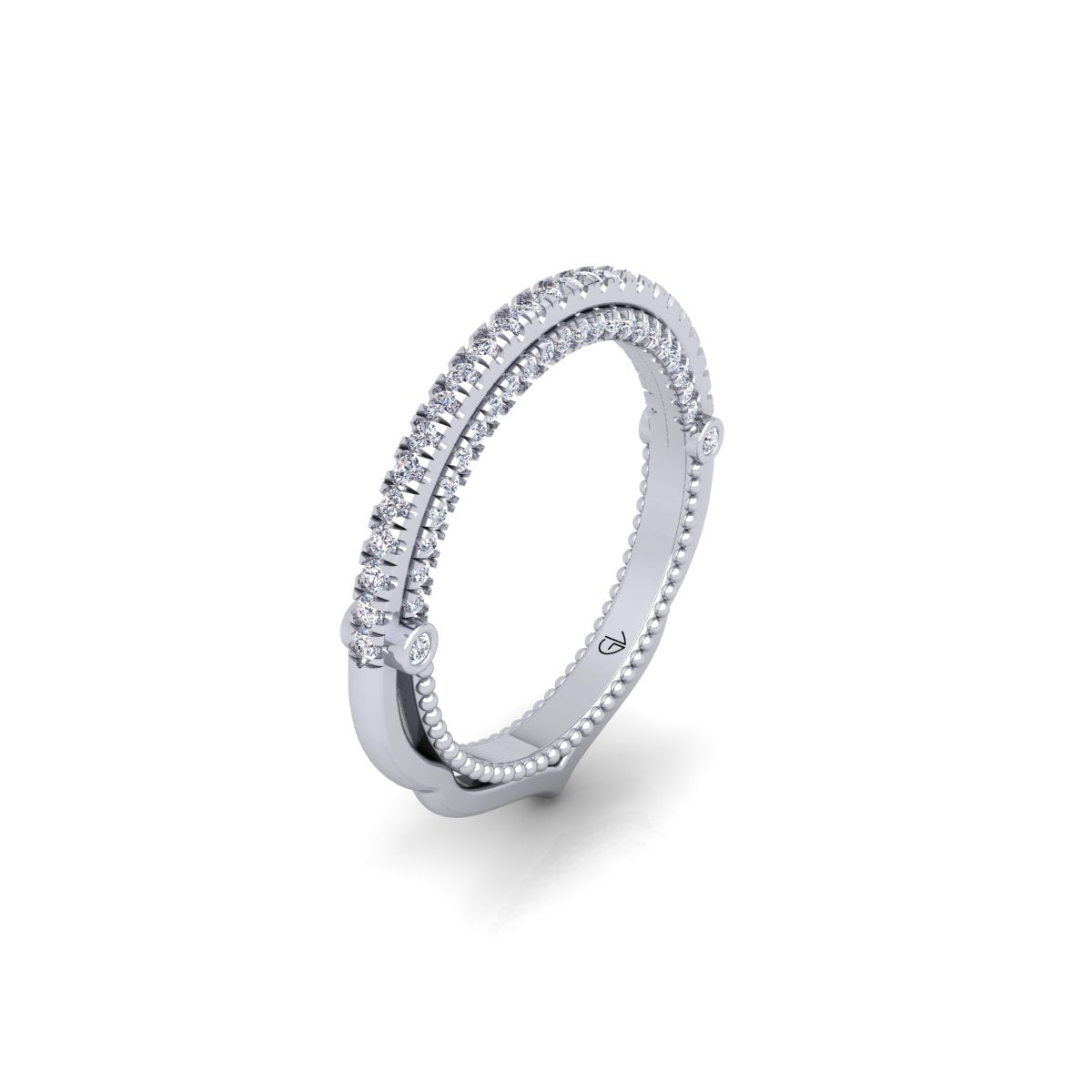 Lab Grown Diamond Vintage Inspired Half Eternity 14K White Gold Wedding Band