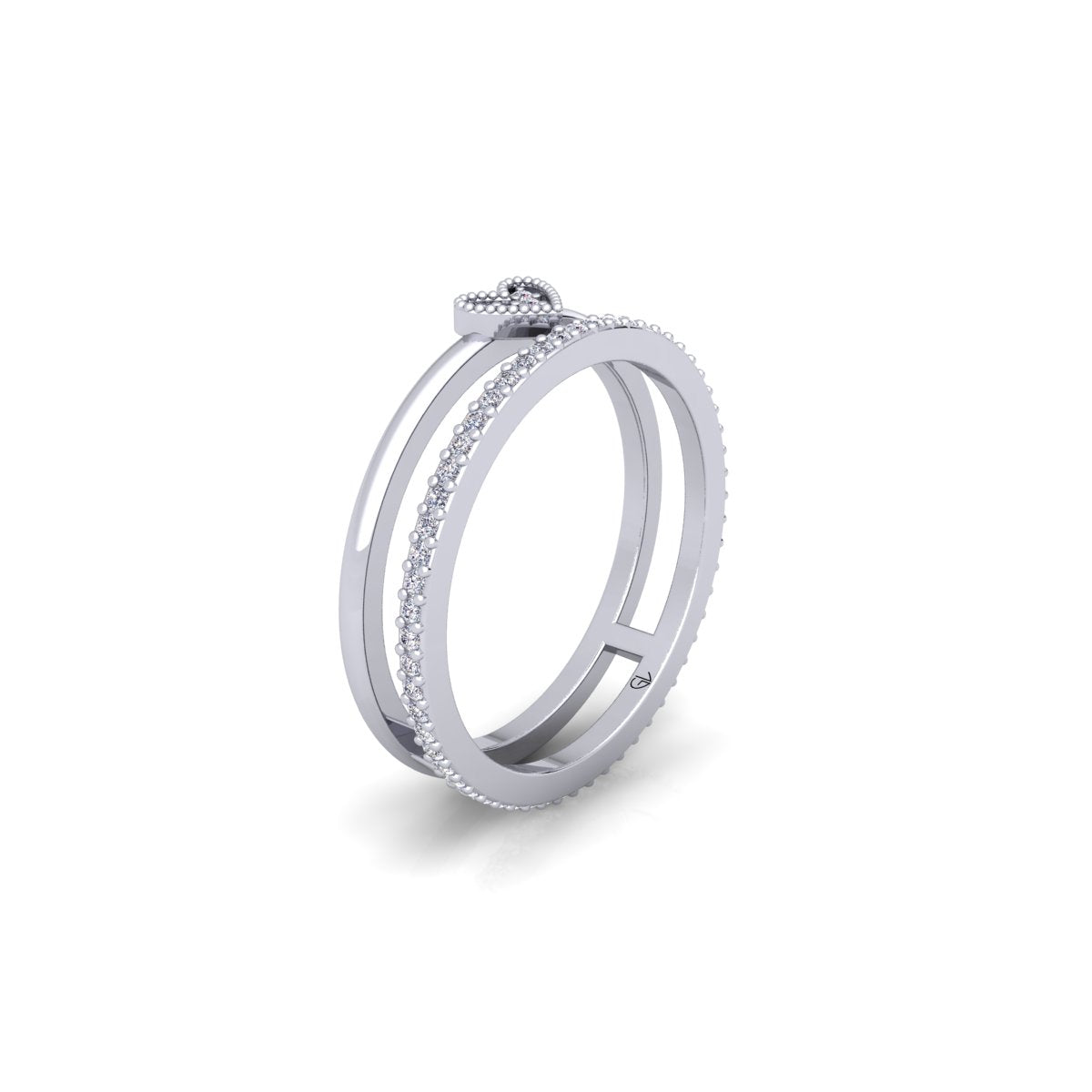 Lab Grown Diamond Enhancer Heart Shape 14K White Gold Wedding Band