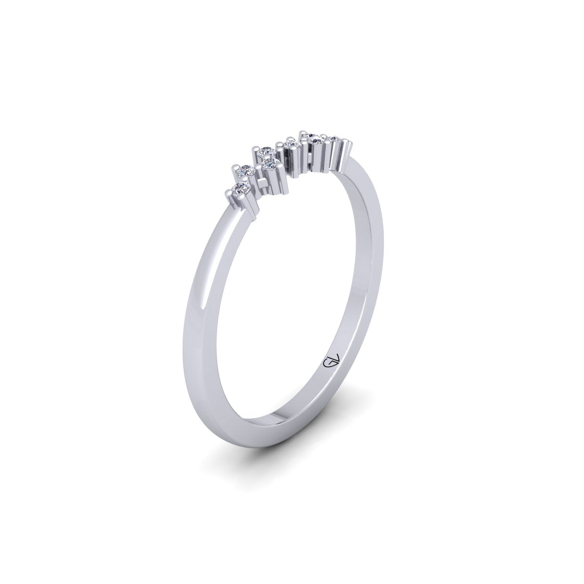 Zig Zag Lab Grown Diamond Cluster 14K White Gold Wedding Band