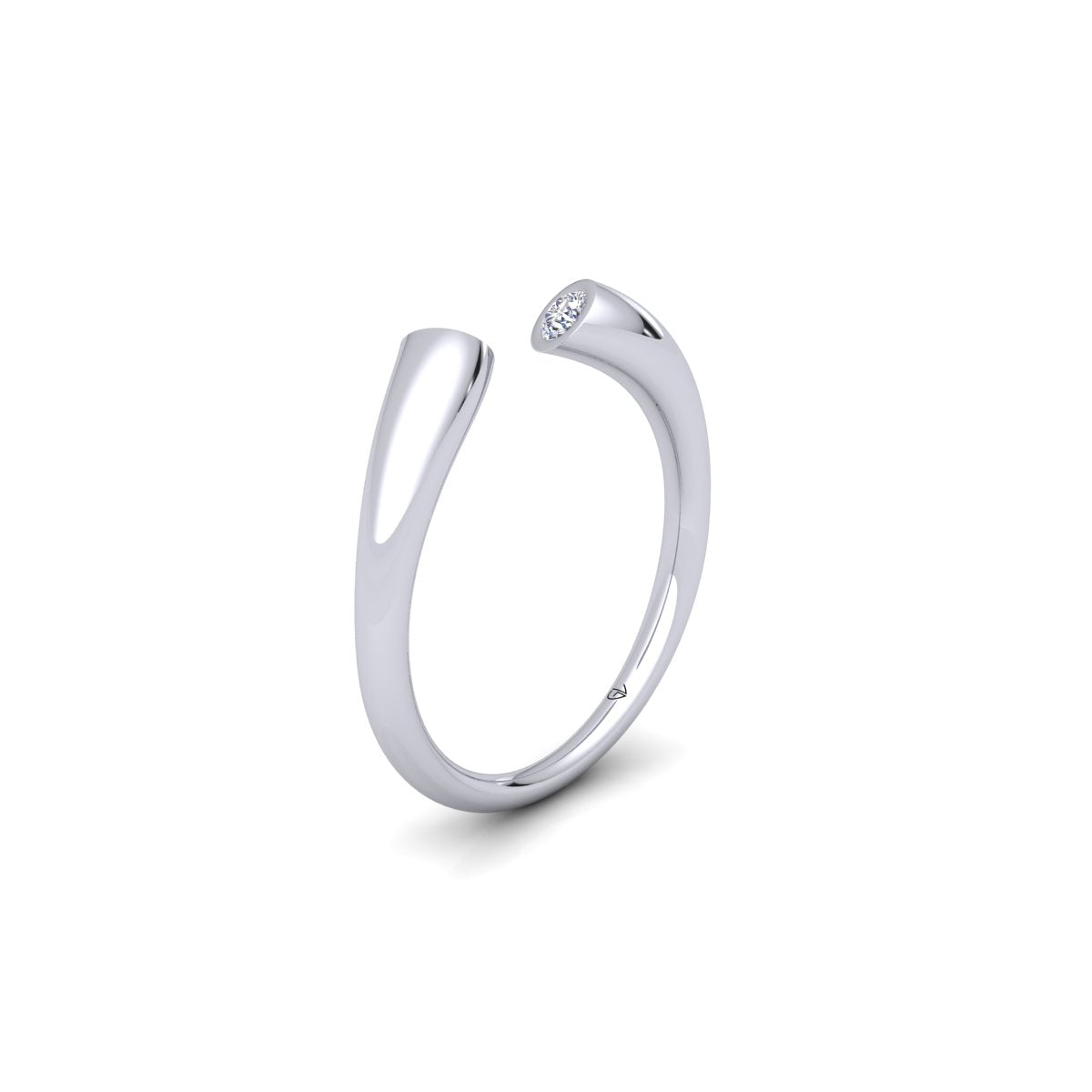 Lab Grown Diamond Open Cuff Two Stone 14K White Gold Wedding Band