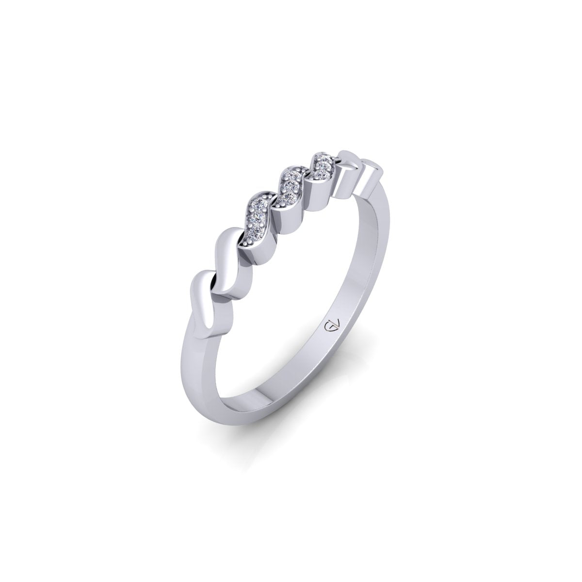 Lab Grown Diamond Half Eternity Minimalist 14K White Gold Wedding Band