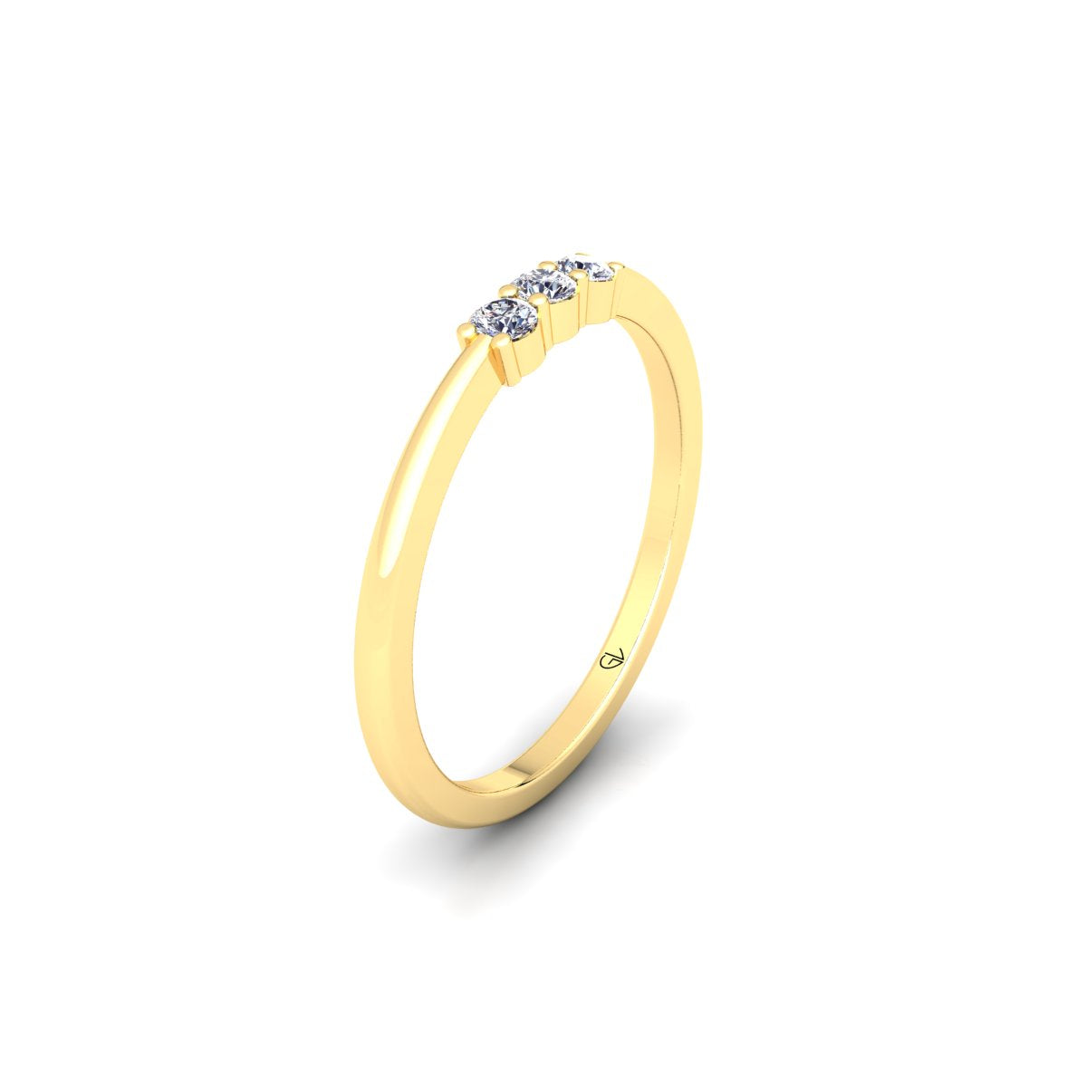 Lab Grown Diamond Three Stone 14K White Gold Wedding Band