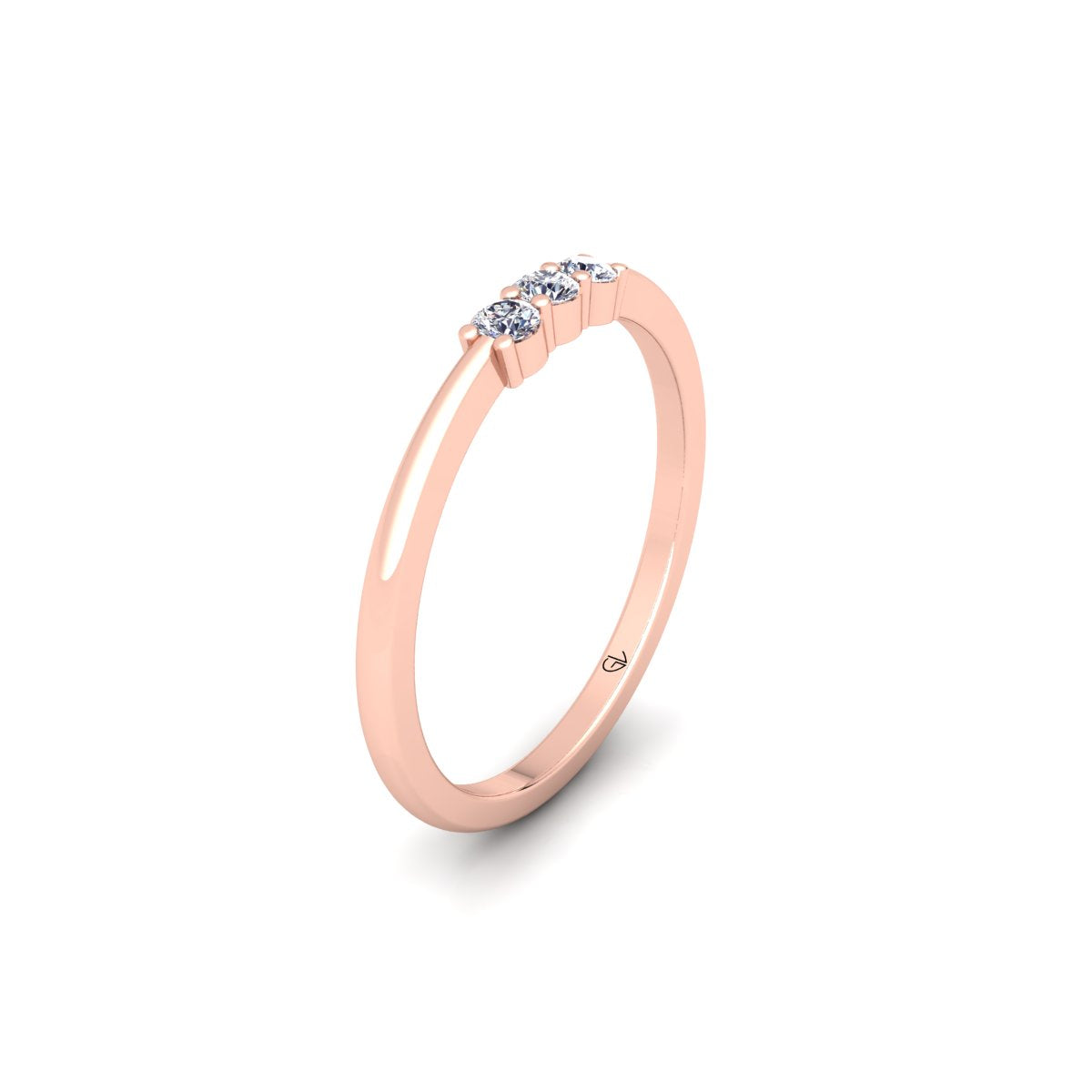Lab Grown Diamond Three Stone 14K White Gold Wedding Band