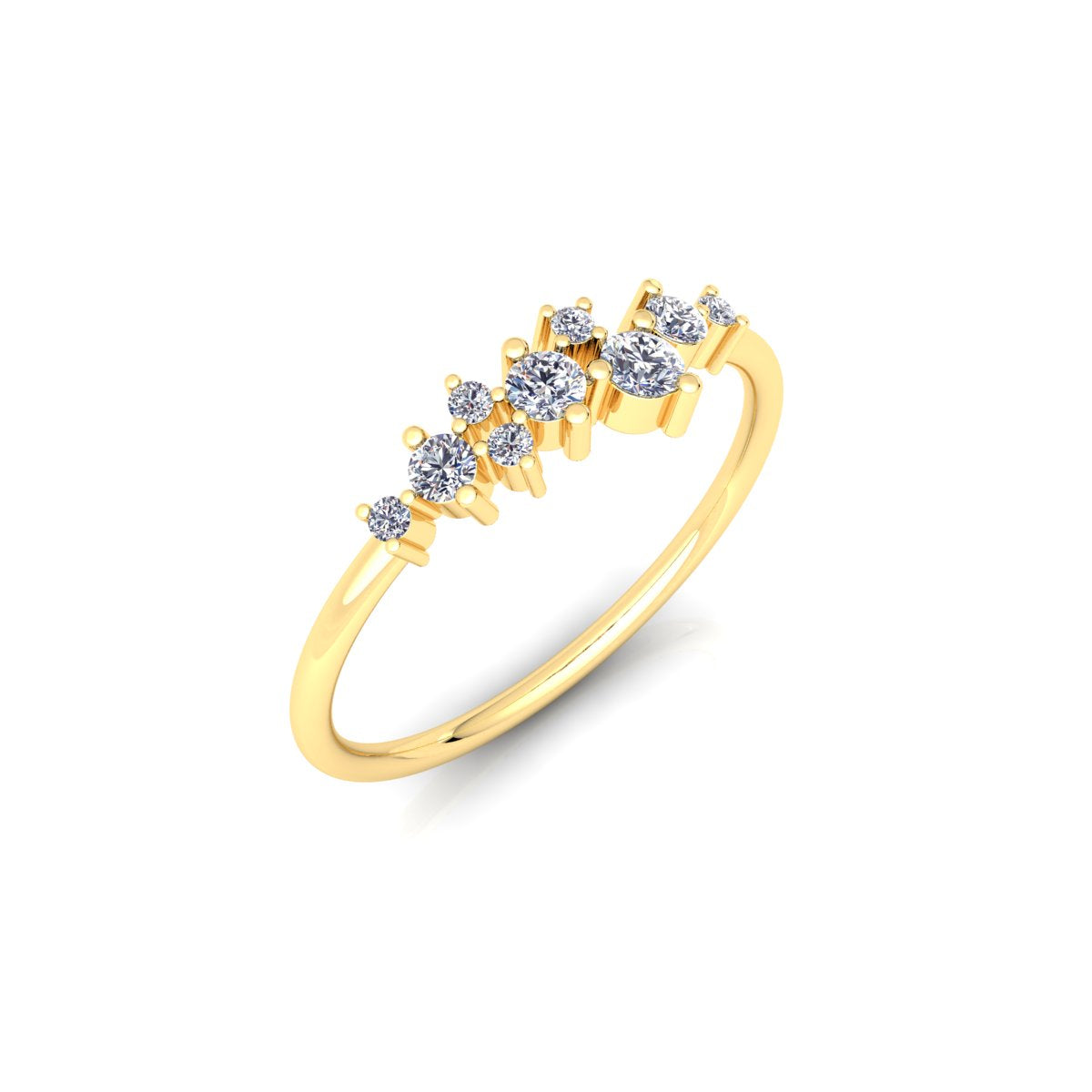 Lab Grown Diamond Cluster 14K White Gold Wedding Band