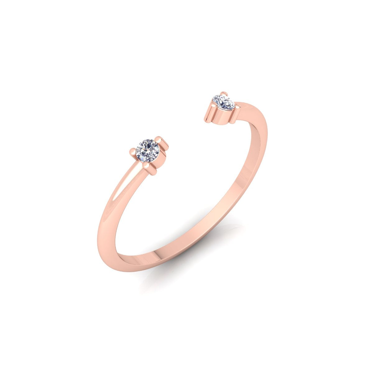 Lab Grown Diamond Open Cuff Two Stone 14K White Gold Wedding Band