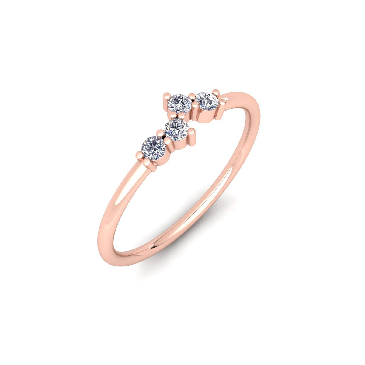 Lab Grown Diamond Four Stone14K White Gold Wedding Band
