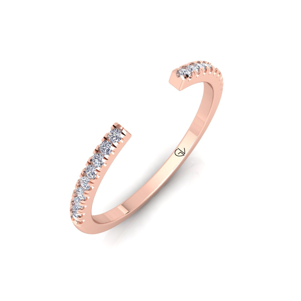 Lab Grown Diamond Open Cuff 14K White Gold Wedding Band