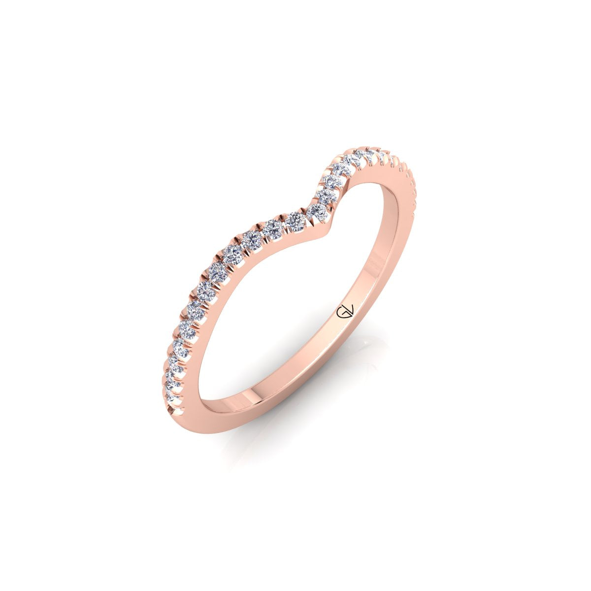 Half Eternity Curved Round Lab Grown Diamond 14K White Gold Wedding Band