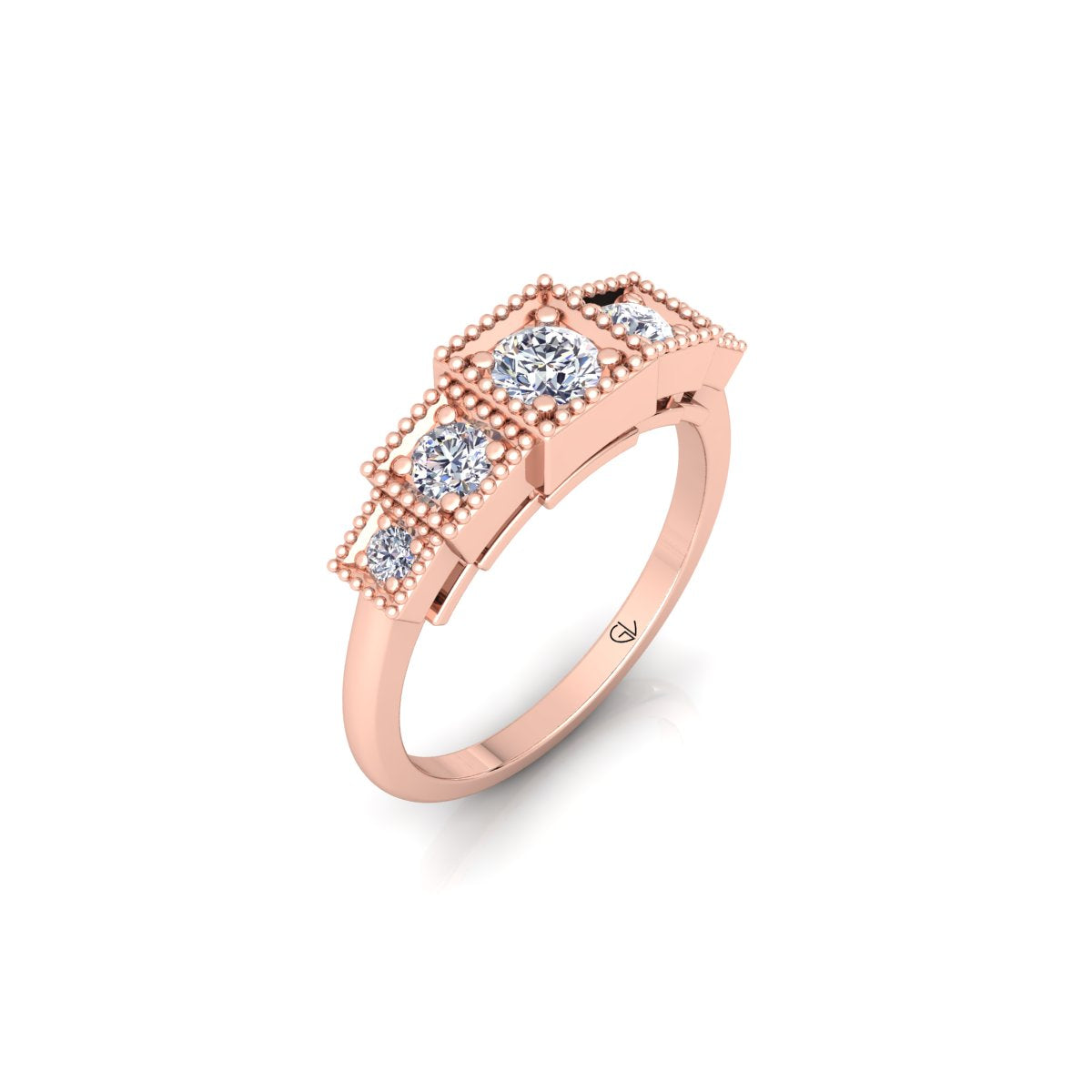 Lab Grown Diamond Five Stone 14K White Gold Wedding Ring