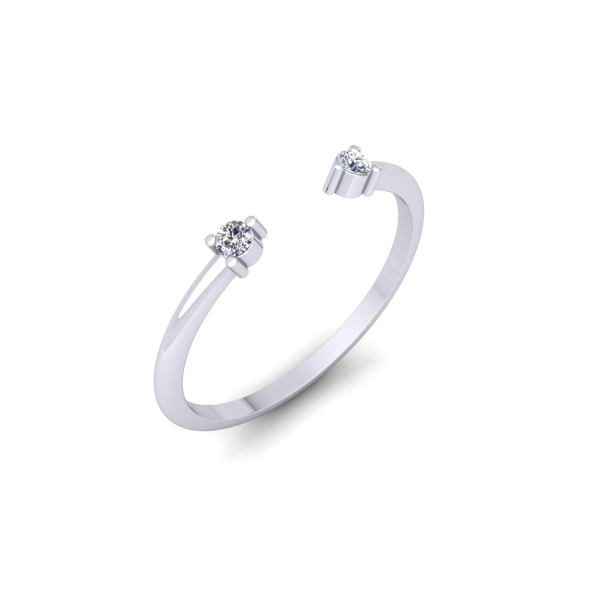 Lab Grown Diamond Open Cuff Two Stone 14K White Gold Wedding Band