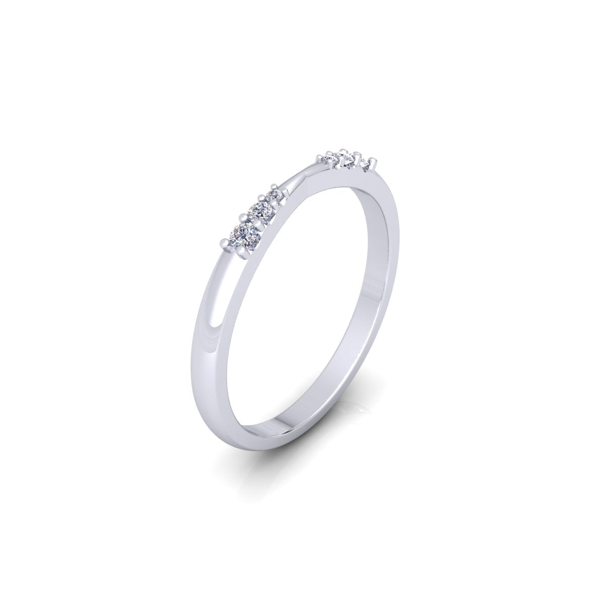 Lab Grown Diamond Six Stone 14K White Gold Wedding Band