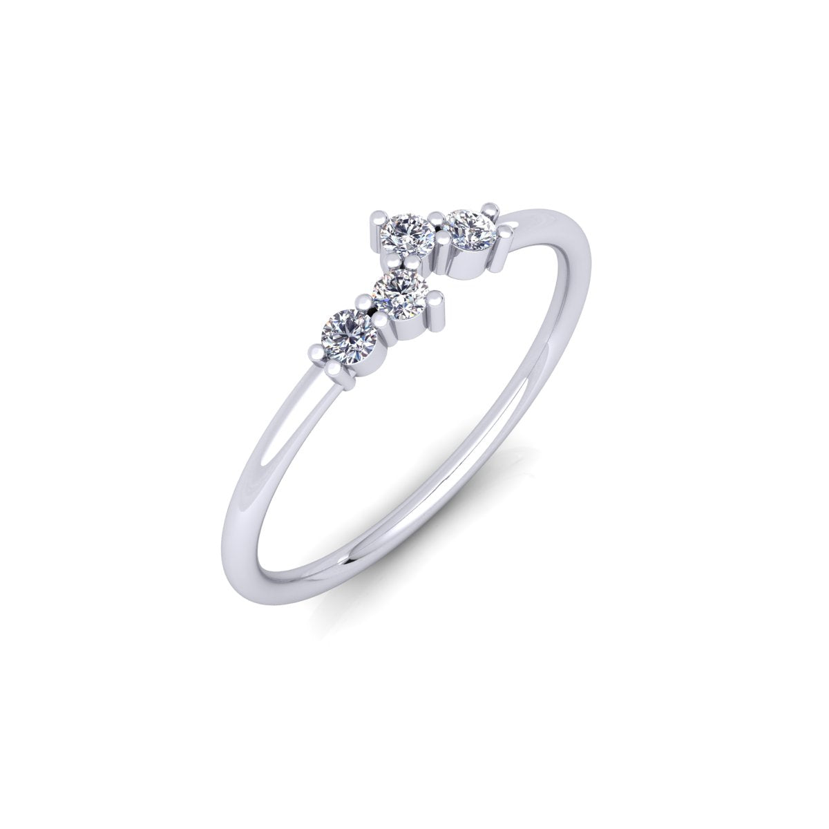 Lab Grown Diamond Four Stone14K White Gold Wedding Band