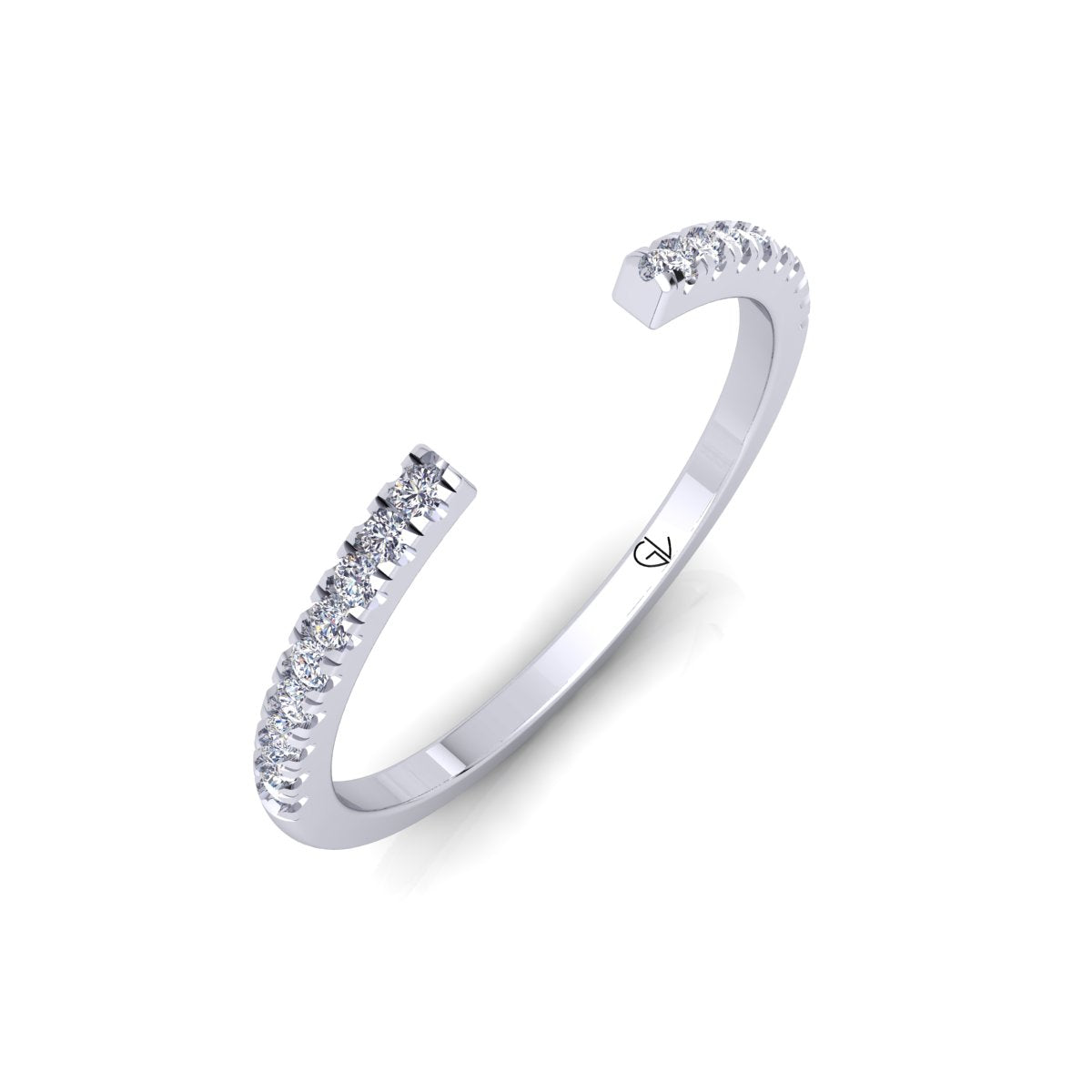 Lab Grown Diamond Open Cuff 14K White Gold Wedding Band