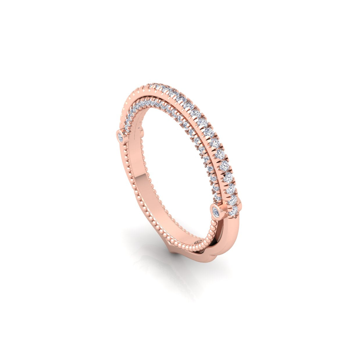 Lab Grown Diamond Vintage Inspired Half Eternity 14K White Gold Wedding Band