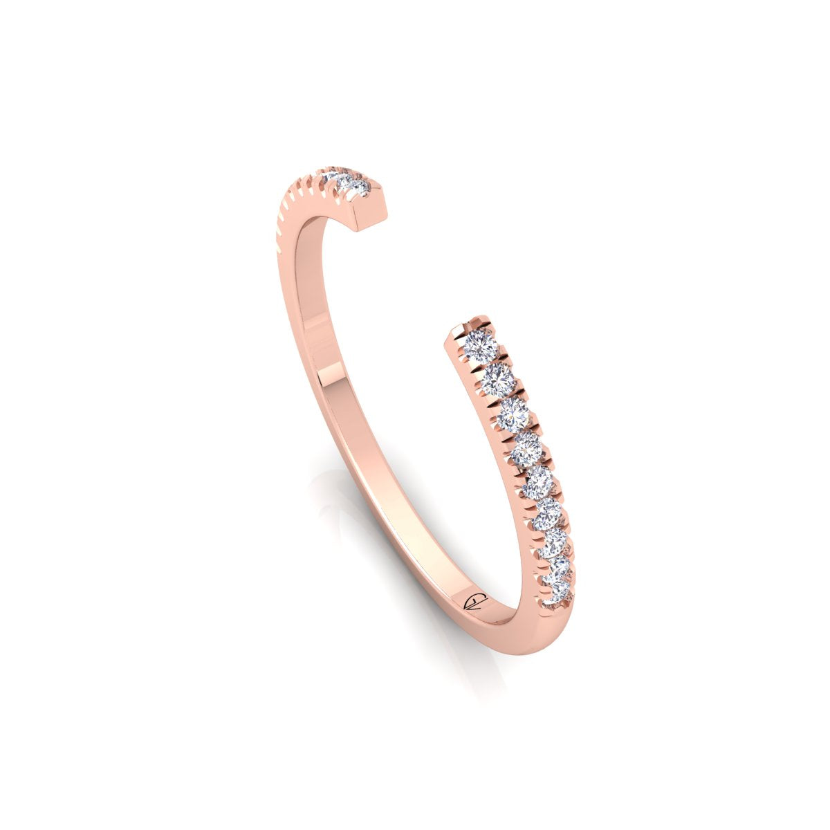 Lab Grown Diamond Open Cuff 14K White Gold Wedding Band