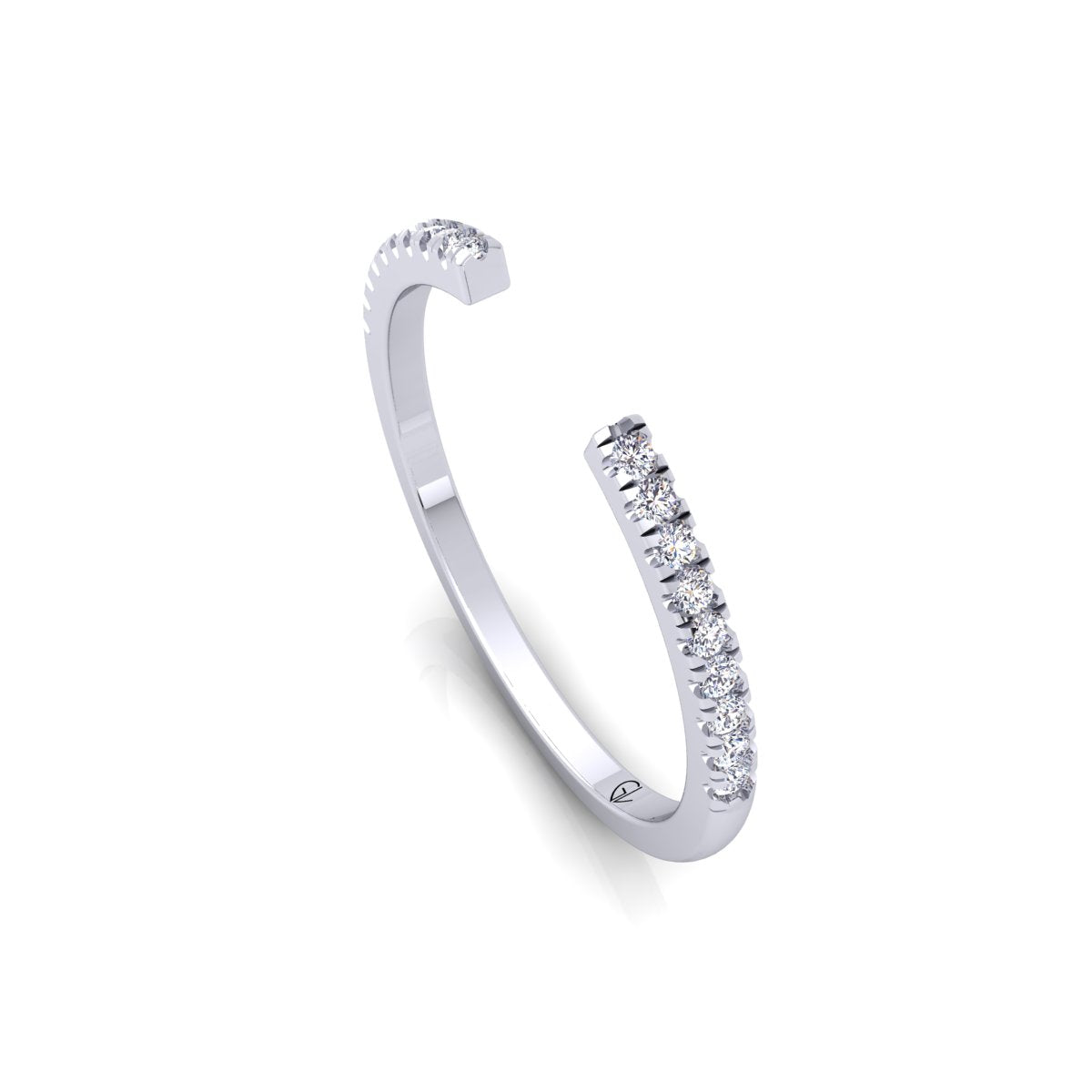 Lab Grown Diamond Open Cuff 14K White Gold Wedding Band