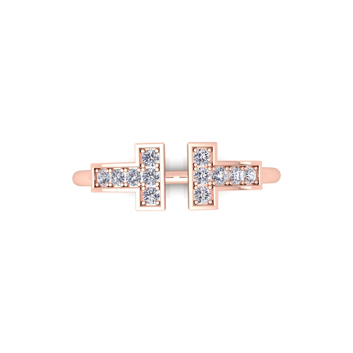 Lab Grown Diamond T Bar 14K White Gold Wedding Band